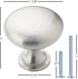 Kitchen Cabinet Round Knobs Satin Nickel Finish Diameter 1.38 inch