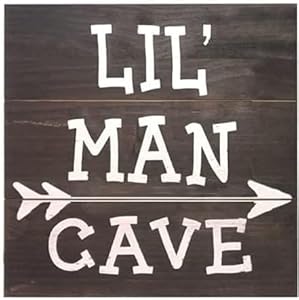 Ingeniuso Wooden Wall Sign - Rustic Home Decor with Lil' Man Cave Sign, Decorative Wooden Art for Bedroom, Game Room, Farmhouse, Kitchen, Living Room - Quotes & Sayings - For Men & Boys - 12" x 12"