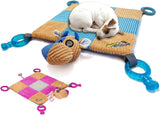 Puppy Toy Mat with Teething Chew Toys (20” x 20”) Ropes, Squeaker, Plush Foam Bed, Durable