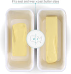 Large Bamboo Butter Dish with Lid for Countertop, Ceramic Butter Container With Airtight Cover, Butter Keeper for Counter or Fridge, White Butter Holder Storage