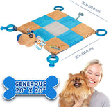 Puppy Toy Mat with Teething Chew Toys (20” x 20”) Ropes, Squeaker, Plush Foam Bed, Durable