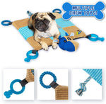 Puppy Toy Mat with Teething Chew Toys (20” x 20”) Ropes, Squeaker, Plush Foam Bed, Durable