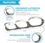 41 Inch Brushed Nickel Light Fixture with Alabaster Glass 3-Light Contemporary Bathroom Vanity Light