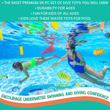 Ingeniuso Pool Diving Toys for Kids 38 PC Sinking Floating Diving Toys for Pool for Kids Encourage Underwater Swimming Lessons