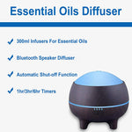 Ingeniuso Essential Oil Diffuser Humidifier with Bluetooth Speaker Dark Grain Wood Pure Aromatherapy