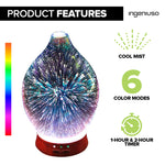 Ingeniuso Aromatherapy Essential Oil Diffuser 3D Glass Vase Cover with Fish Kiss Flask